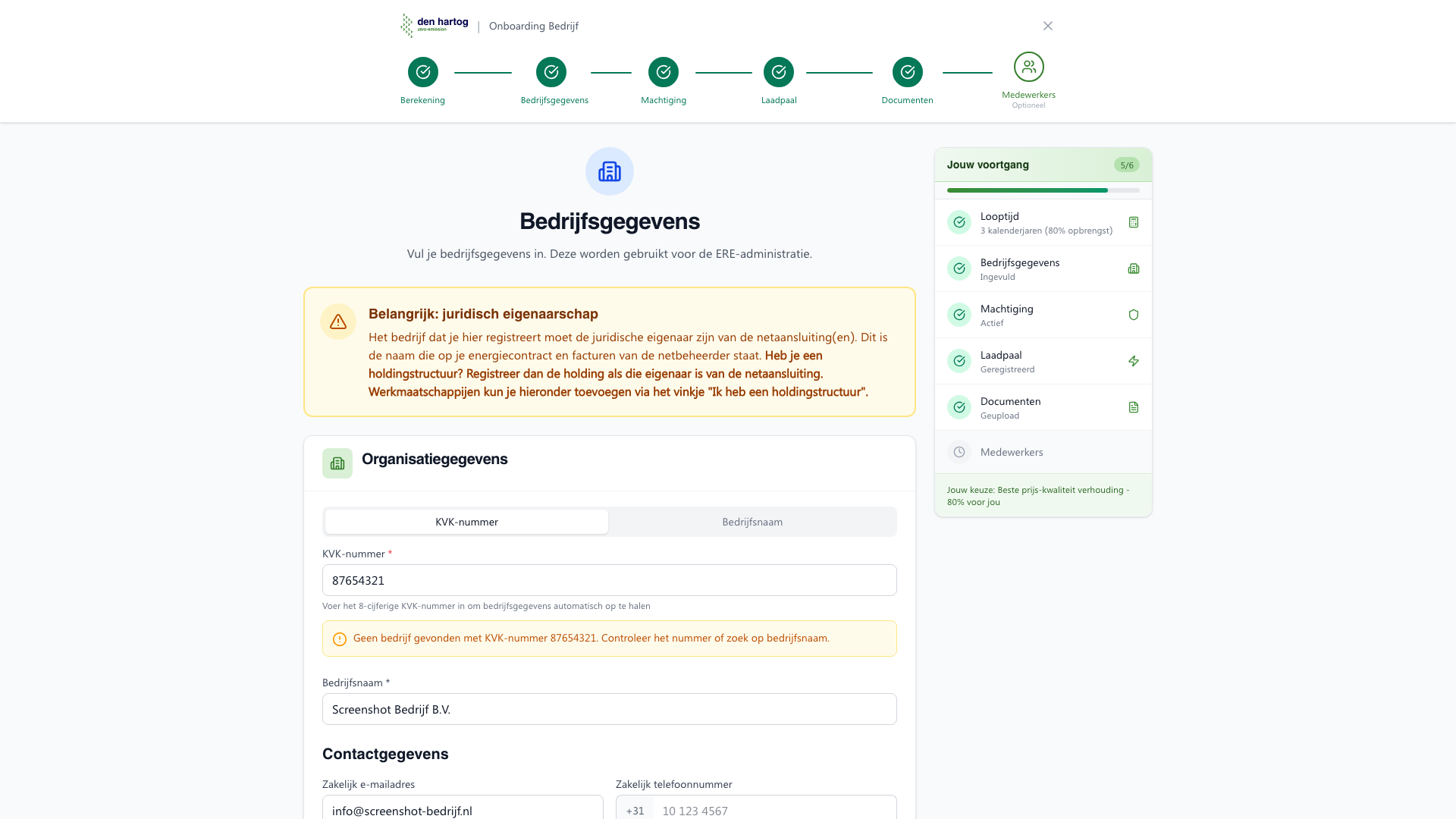 Organisatie registreren