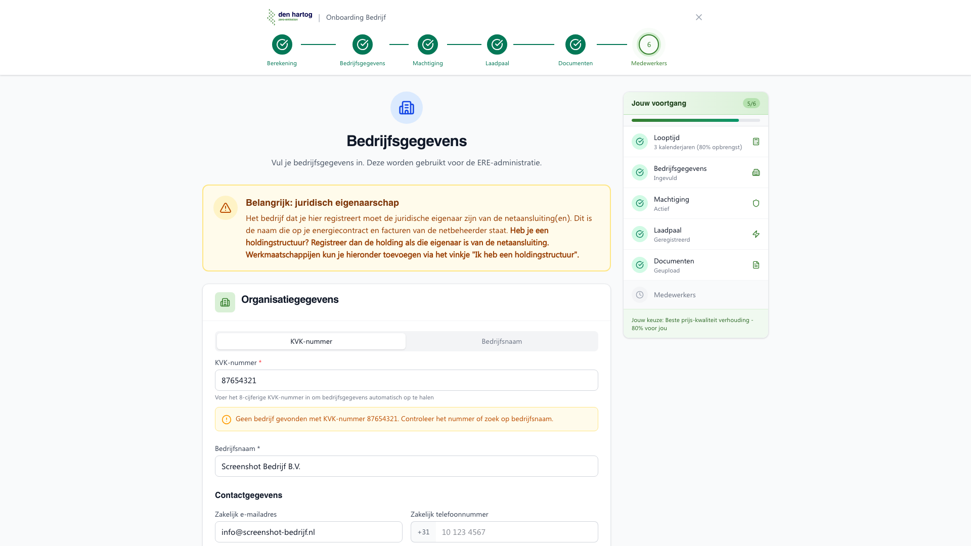 Organisatie registreren