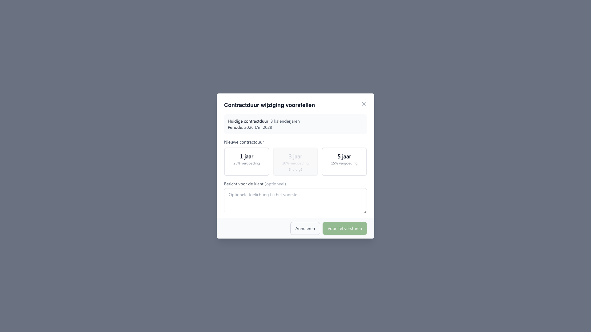 Contractduur wijzigen modal