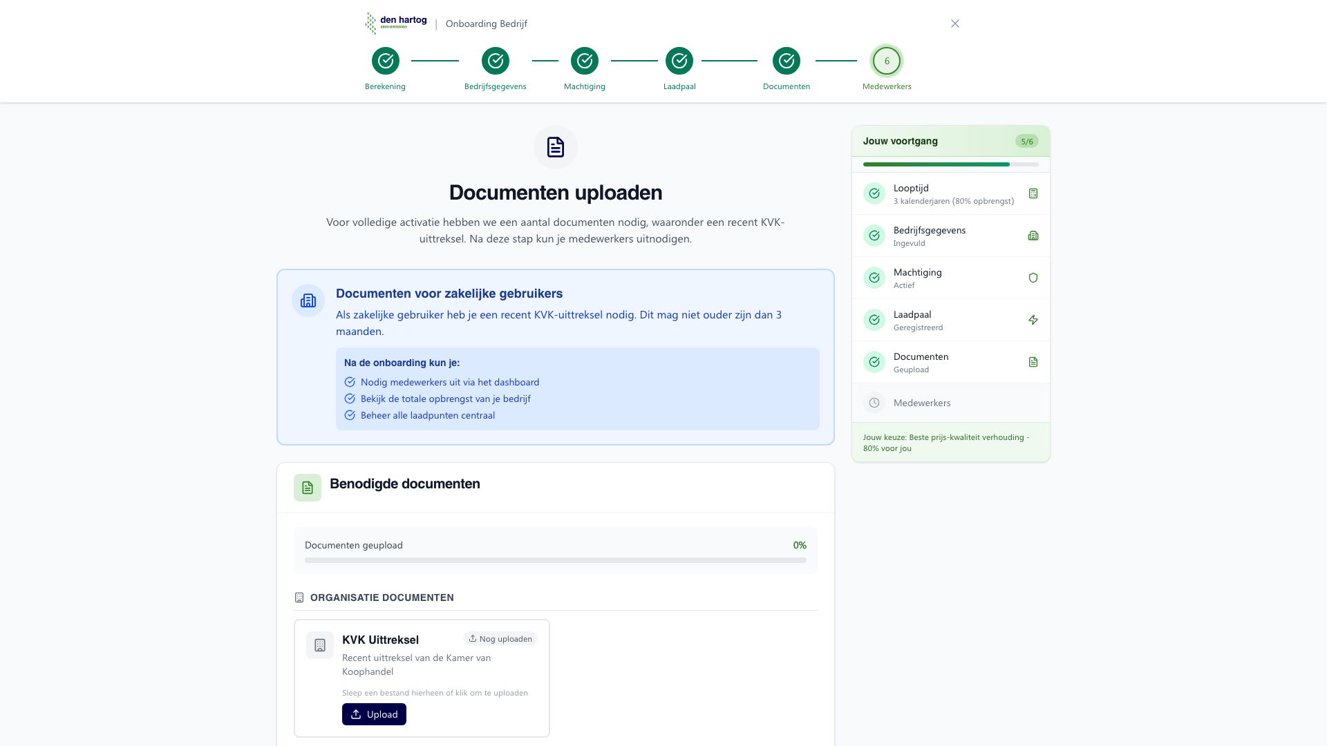 Bedrijf documenten stap