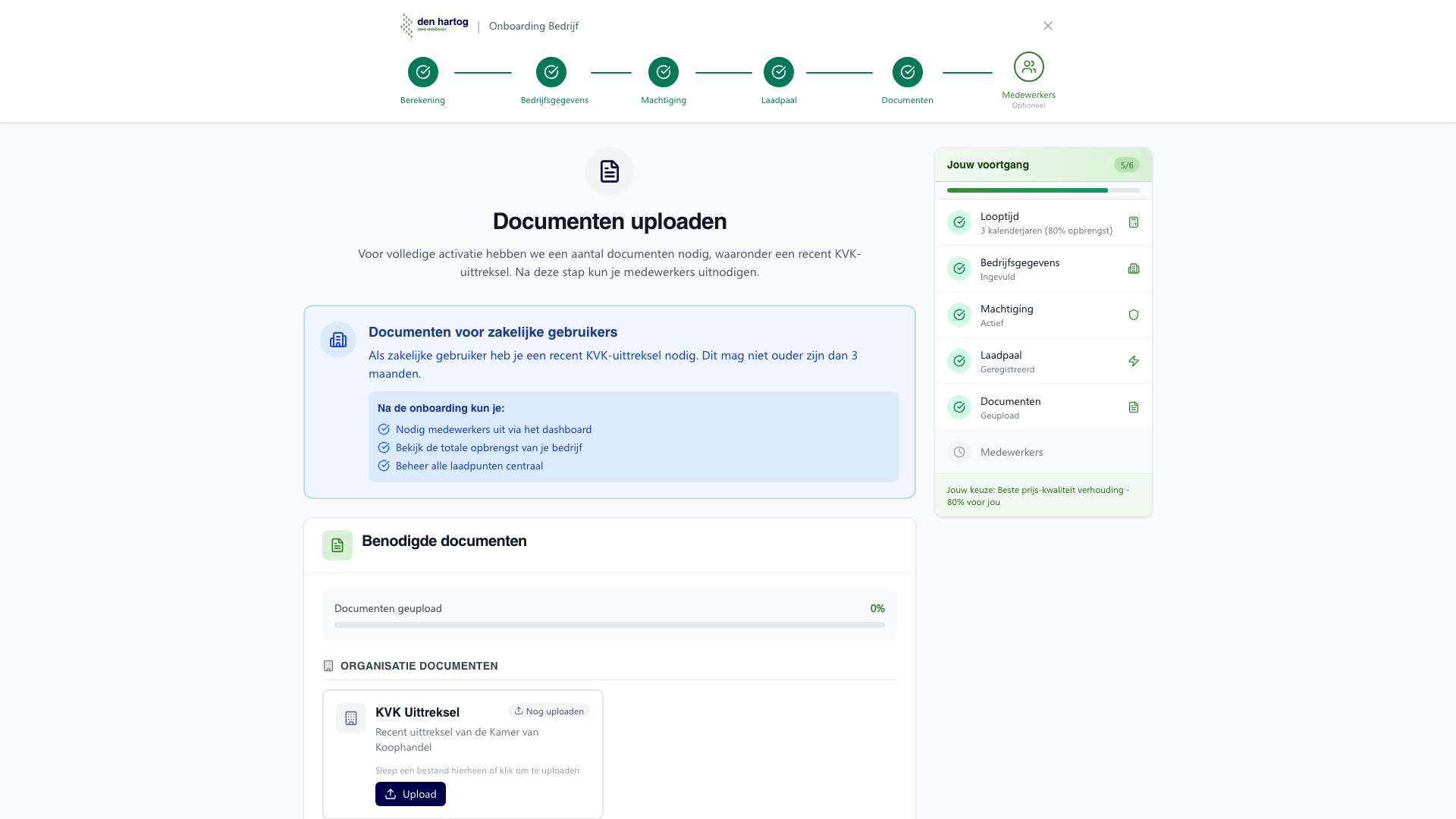 Bedrijf documenten stap